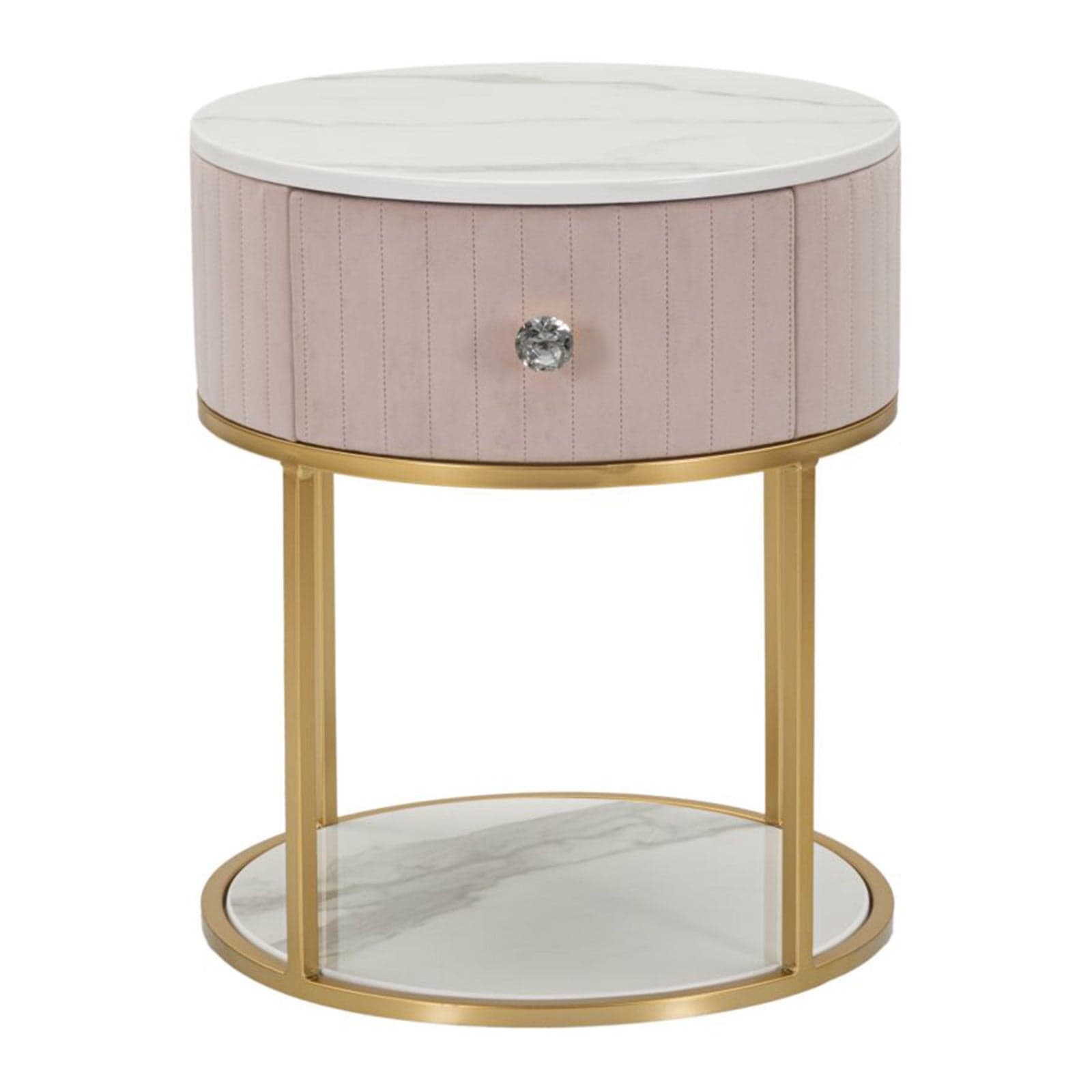 Comodino "Montpellier" struttura in metallo e legno ripiano in marmo per interni in Tavolini bassi Decor Space - Altamura, commercioVirtuoso.it