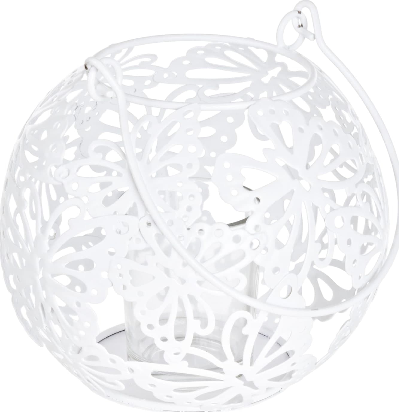 Porta candela a farfalla con diametro 14 e con due tonalità di colore, struttura realizzata in metallo con vasetto in vetro in Portalumini Decor Space - Altamura, commercioVirtuoso.it