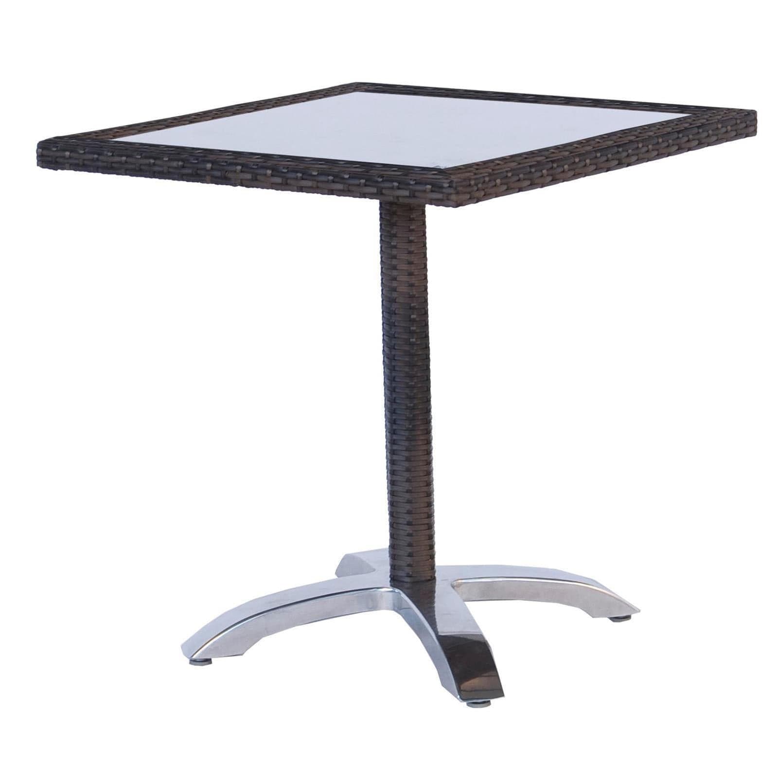 TAVOLO TAVOLI GIARDINO ESTERNO BAR RISTORANTE 70 X 70 CM SIX POLYRATTAN MARRONE