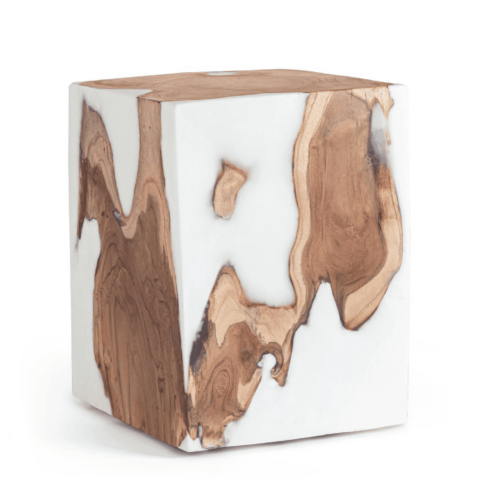 Tavolino melty bianco, in radici di teak originali, 30 x 30 cm in Console e tavoli da divano Decor Space - Altamura, commercioVirtuoso.it