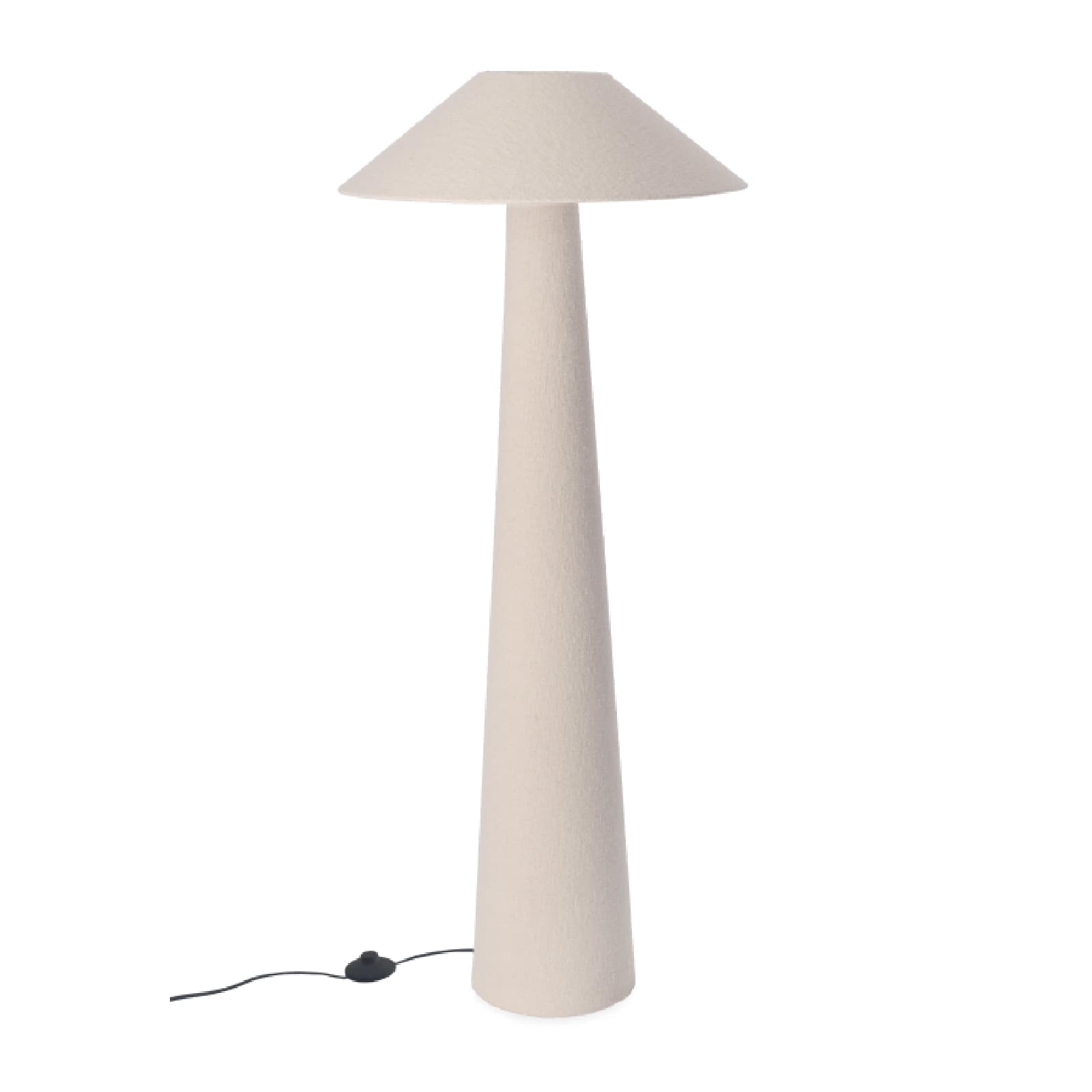 Piantana lamki crema in tessuto bouclè foglio di polistirene e metallo h 120 cm in Lampade da terra Decor Space - Altamura, commercioVirtuoso.it