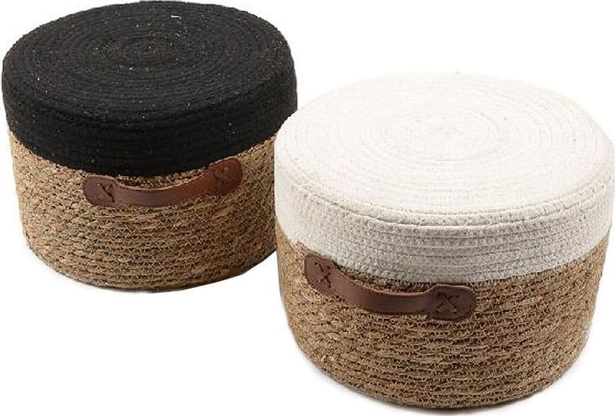 Pouf tondo con manico per arredamento moderno da 30 cm in Ottomane e poggiapiedi Decor Space - Altamura, commercioVirtuoso.it