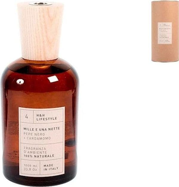 Diffusore per ambiente 100% naturale in vetro con profumazione mille e una notte/pepe nero+cardamomo ml 1000H&H
