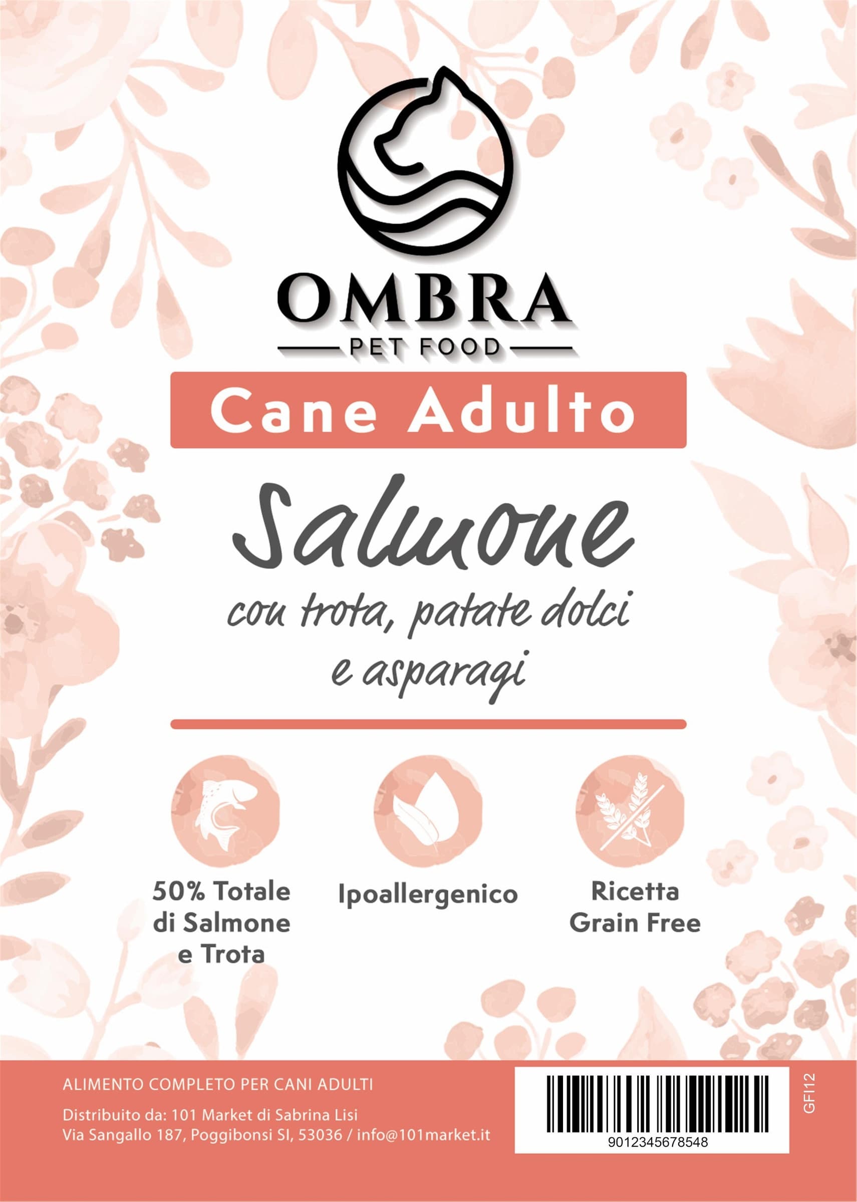 Croccantini OMBRA Grain Free per Cane adulto Salmone con trota, patate dolci e asparagi 6kg