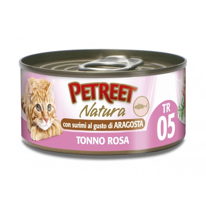 Petreet Natura Cat Adult Tonno Rosa con Surimi al gusto Aragosta 140gr
