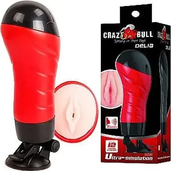 Baile Pretty Love Crazy Bull Delia – Vagina Masturbatore Vibrante con Ventosa 12 Funzioni