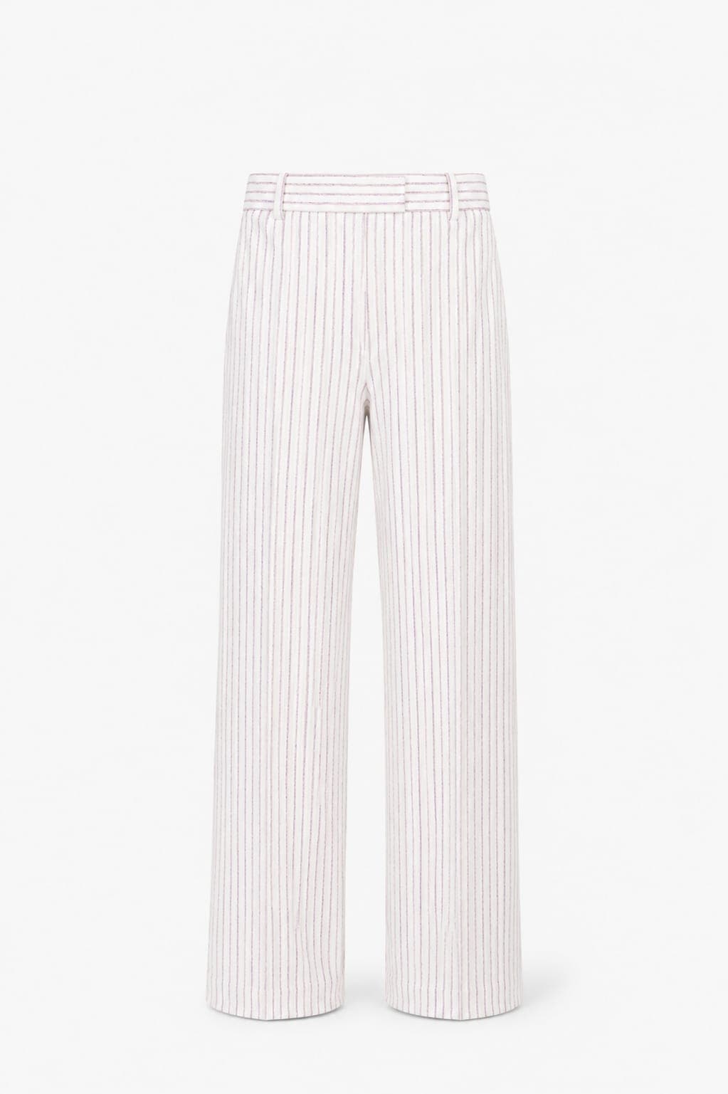 Circolo 1901 Pantalone Donna Gessato Panna Rosa FD3938 Wide Leg Elegante