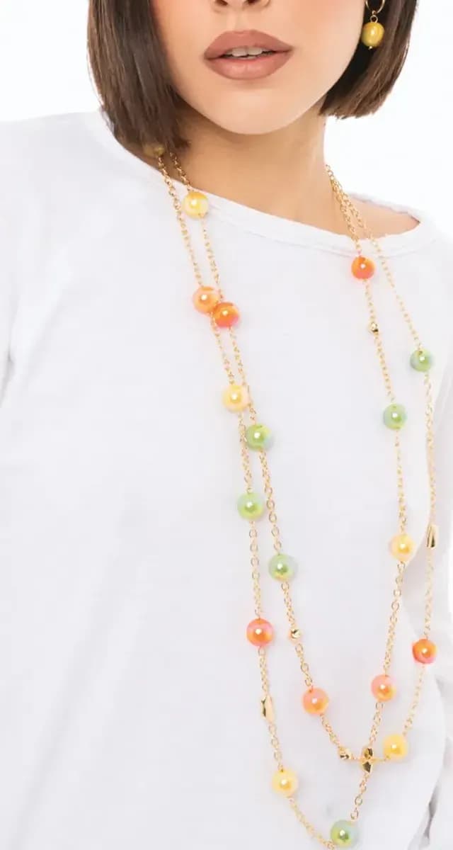 Collana lunga catena con sfere perlate | MYA ACCESSORIES