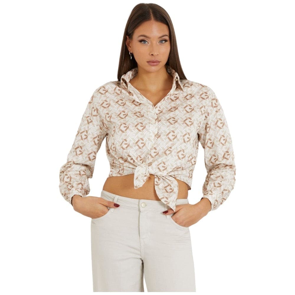 Guess camicia beige DEA BOWED W4RH59 WE2Q0