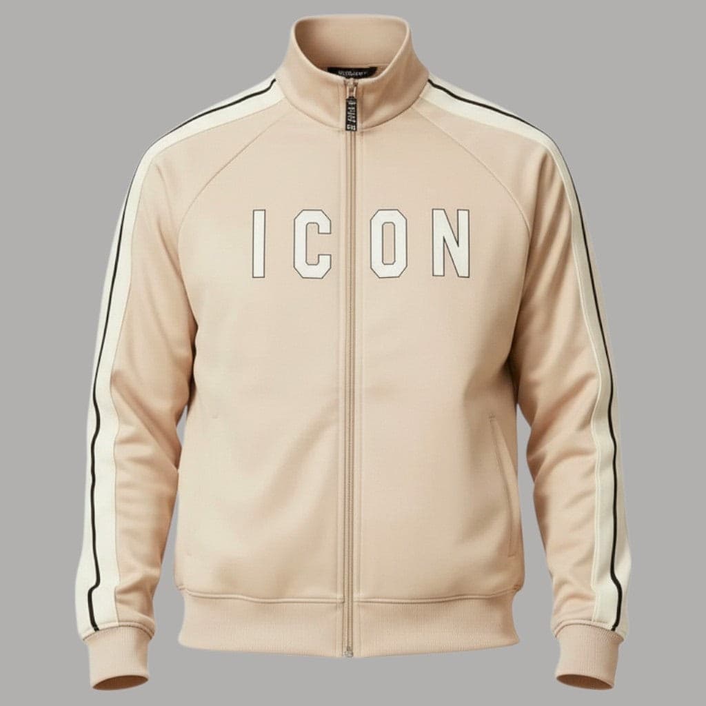 ICON felpa avorio con zip e bande laterali ICUF2W6F025