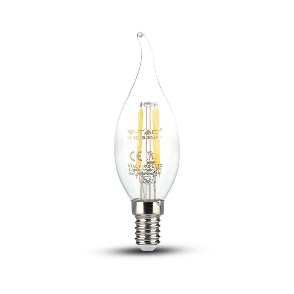Lampadina LED E14 4W Candela a Fiamma Filamento 4000K