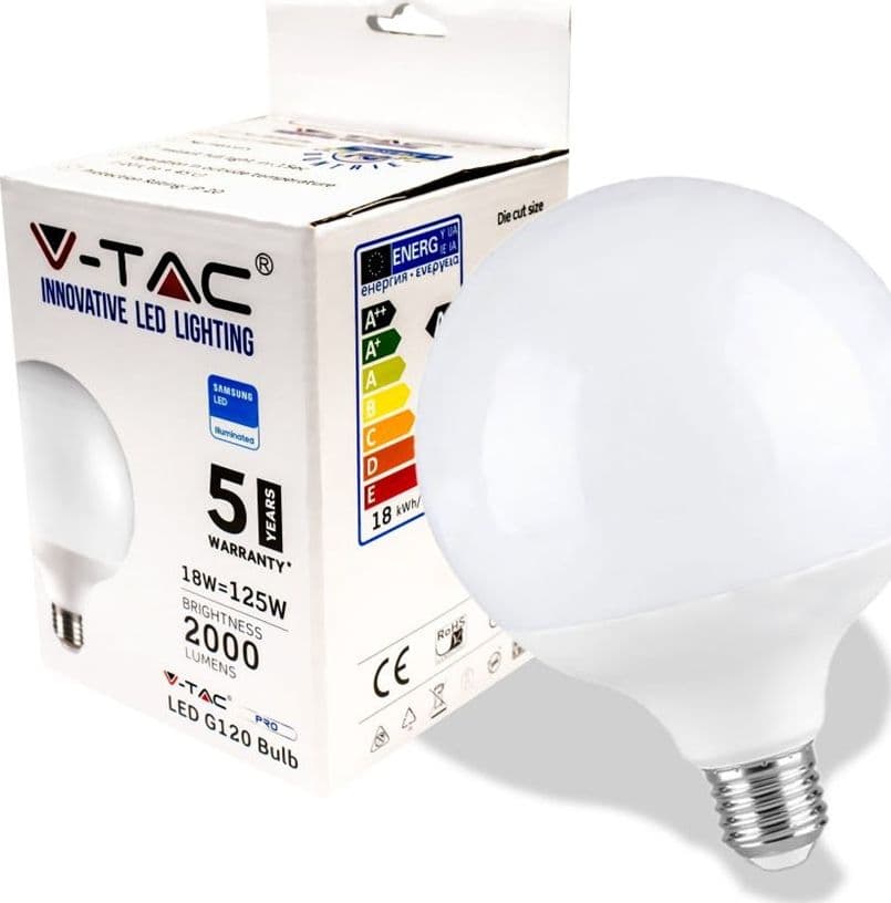 LED Bulb - Samsung Chip 18W E27 G120 Plastic 3000K A++ 111 lm/w (pz 1)