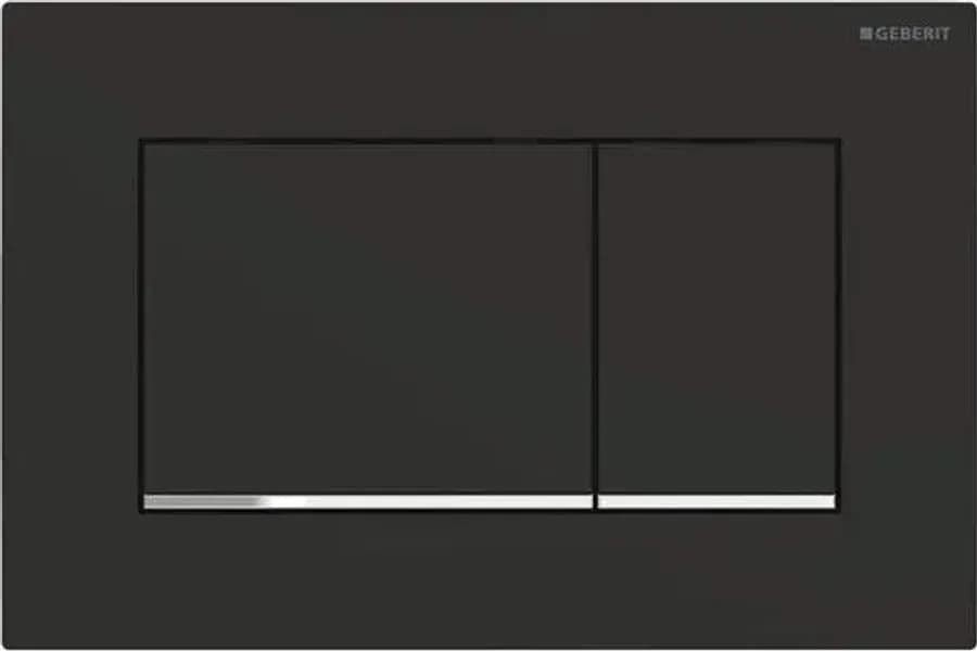 Placca di Copertura 2 Tasti Sigma 30 Geberit Nero Opa Bordo Inf Cromato
