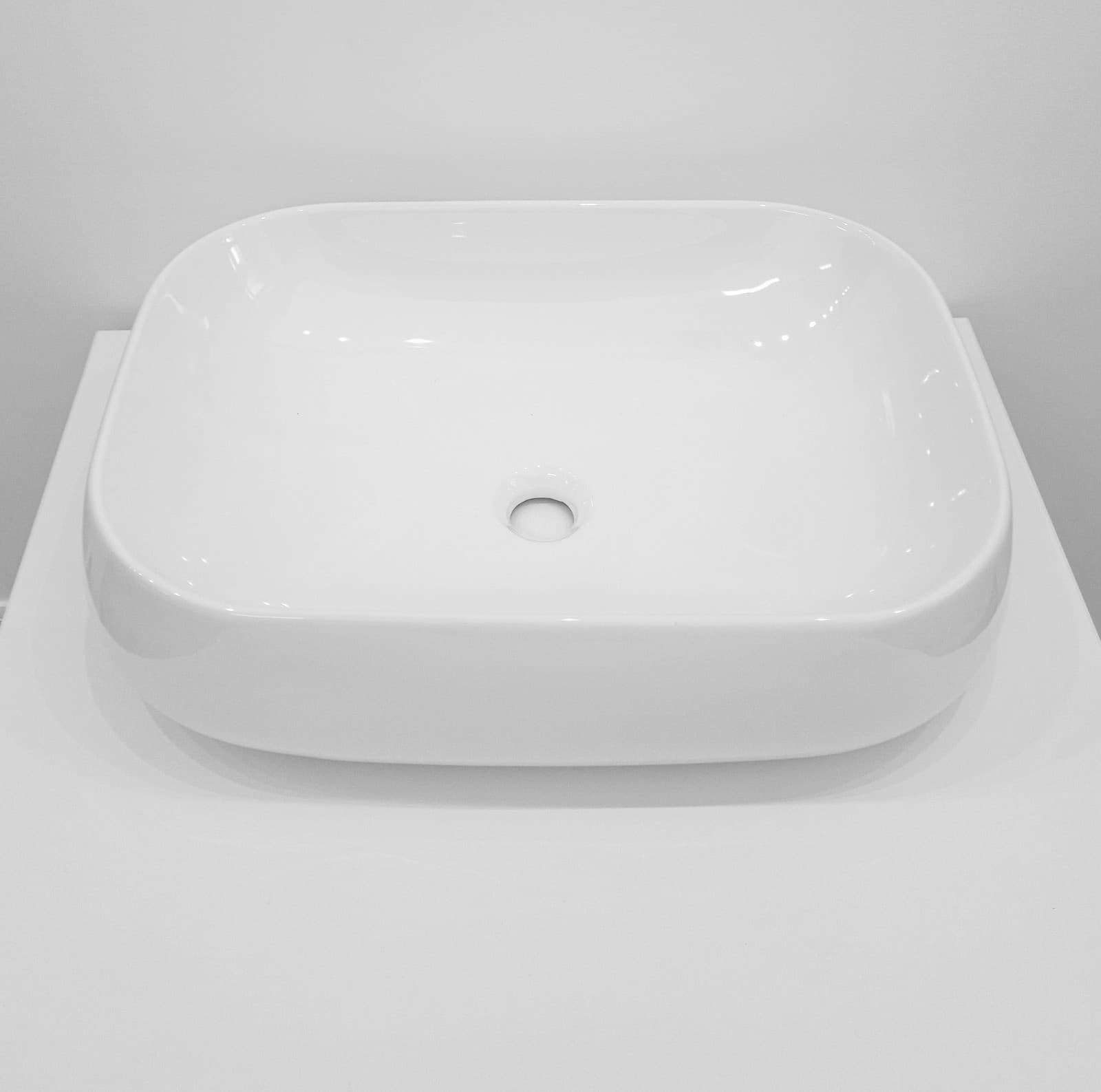 Lavabo Da Appoggio Ceramica Bianco Rettangolare Lavandino 54x40 cm