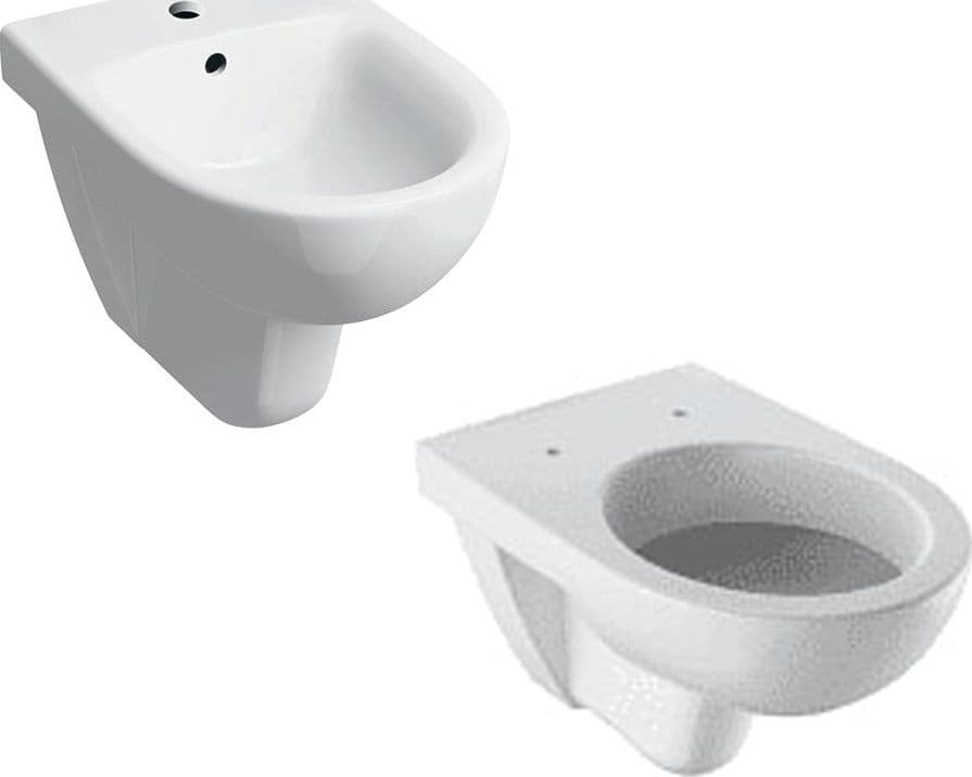 Coppia Sanitari in Ceramica Sospesi Vaso WC + Bidet Selnova 3
