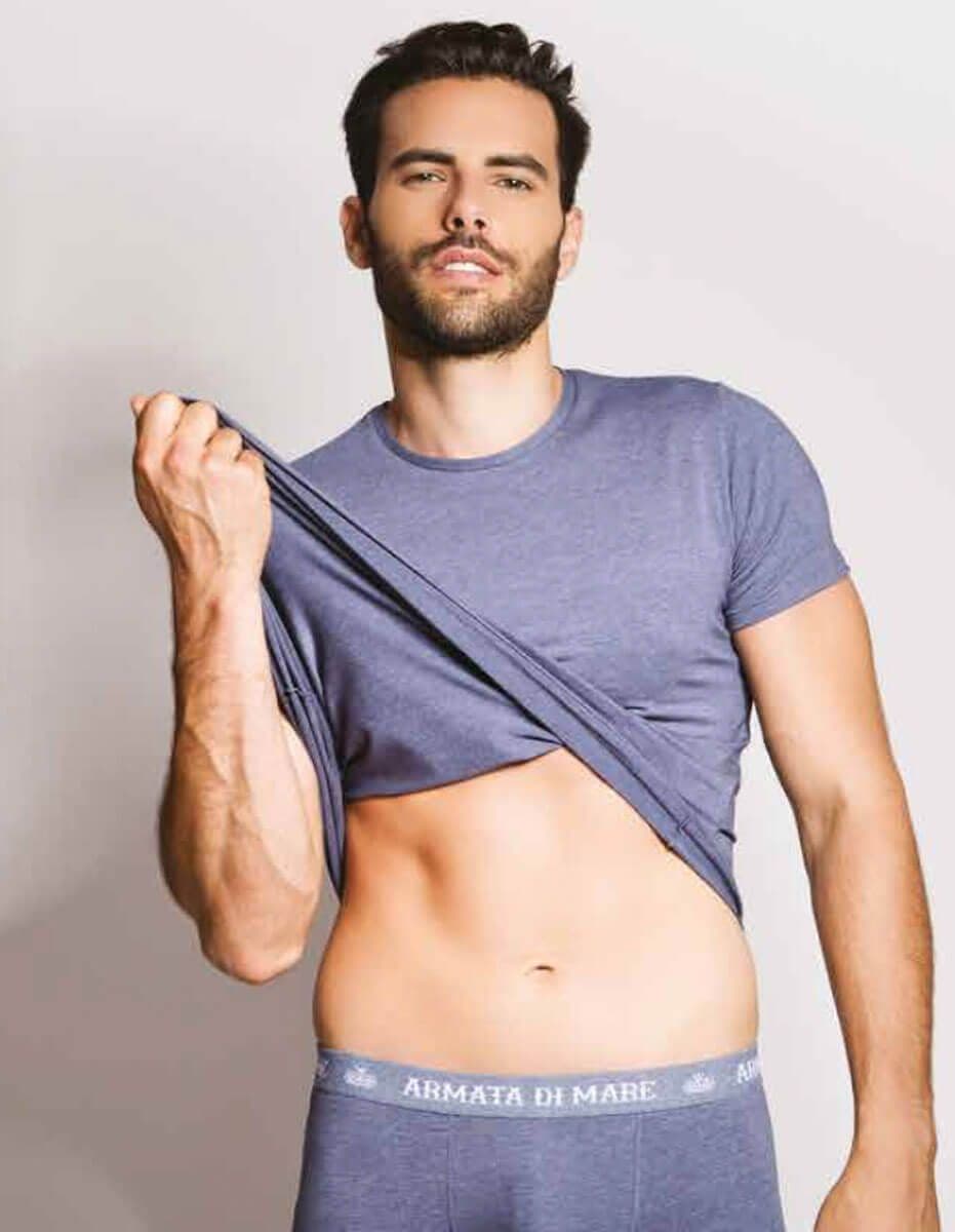 Maglia intima uomo mezza manica cotone elasticizzato girocollo armata di mare gt108