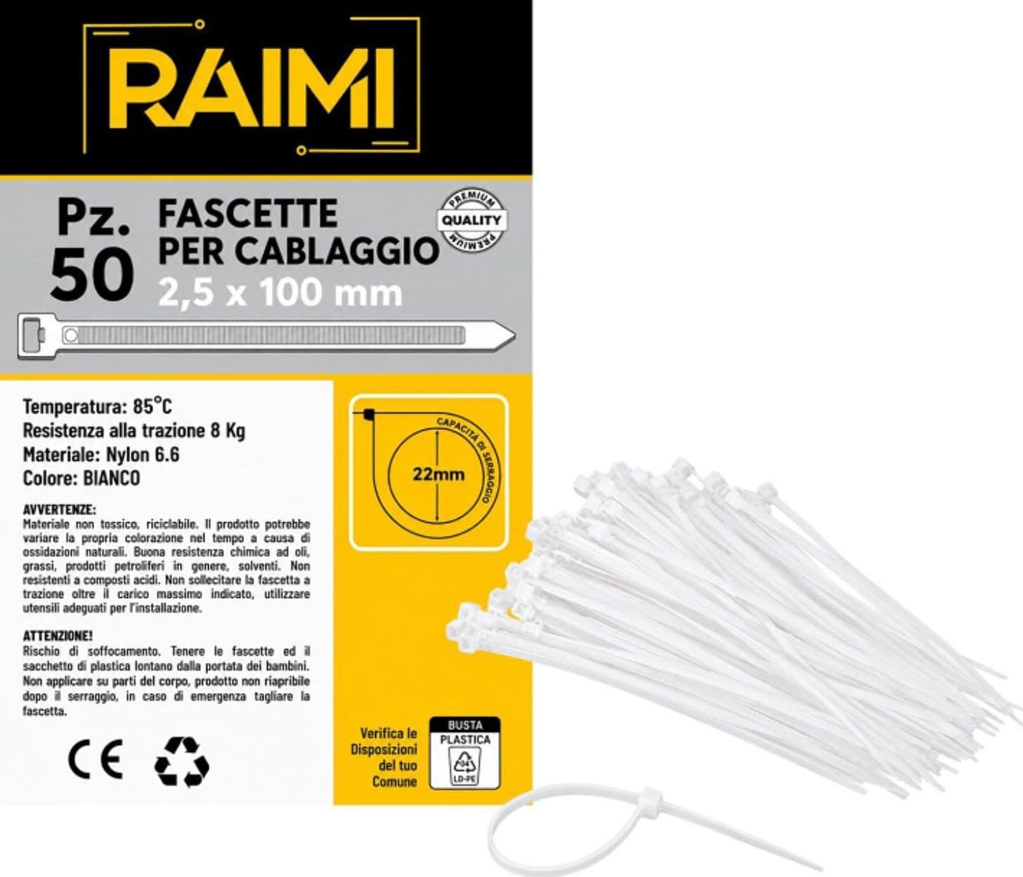 EcoPrice Fascette Cablaggio 2.5x100mm 50pz Nero RM-FC2510N