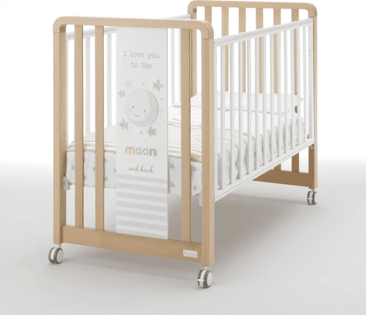 Lettino + Set tessile Glam Moon Azzurra Design Bianco-Naturale