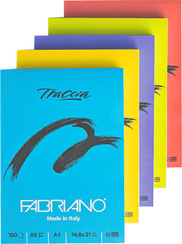 Fabriano - Blocco Traccia A4 150 Fogli- 55 gr - colori assortiti (19100688)