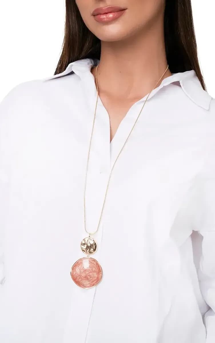 MYA ACCESSORIES | Collana lunga con pendente circolare marmorizzato