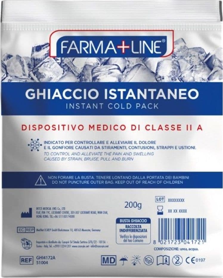 SET 2PZ BUSTA GHIACCIO ISTANTANEO DISPOSITIVO MEDICO 200G ALLEVIARE DOLORE TRAUMI GHI4172A