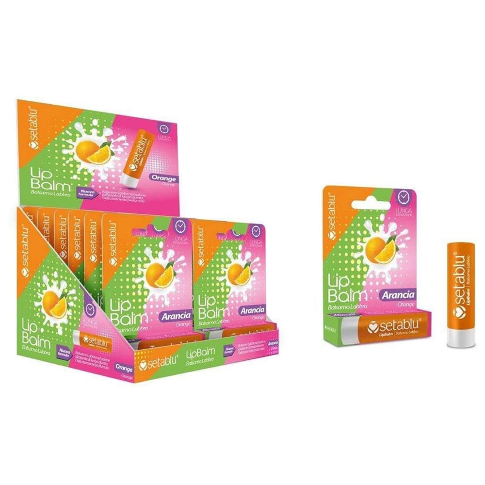 SET 12 PZ BALSAMO LABBRA AL GUSTO DI ARANCIA IDRATANTE PROTETTIVO STICK 2,2G 620629A