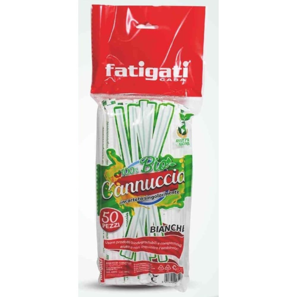 Cannucce bio bianche imbustate singolarmente 5x200 mm 50 pezzi cocktail snack