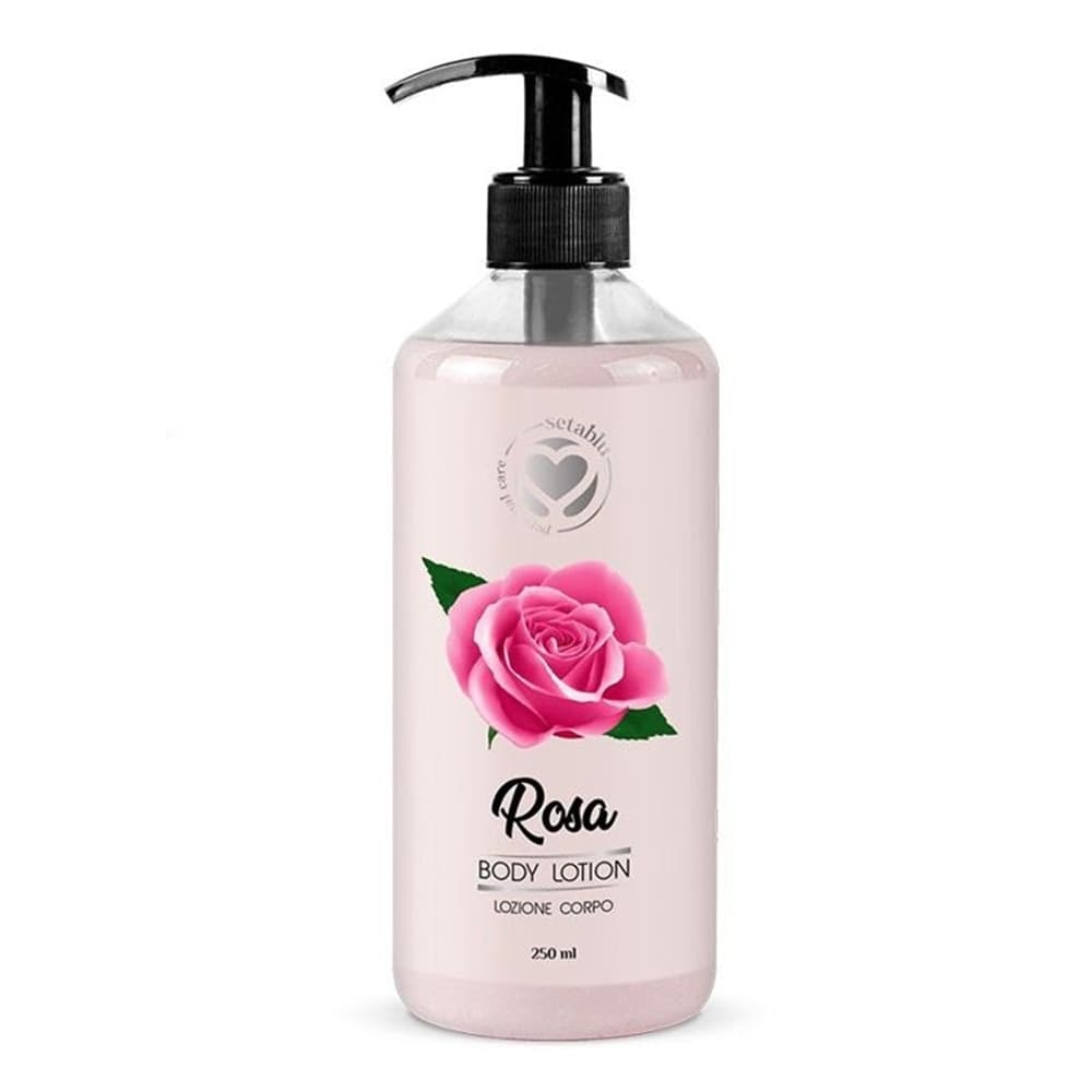 LOZIONE CORPO 250 ML ALLA ROSA CON DOSATORE A POMPA LASCIA PELLE MORBIDA IDRATATA 405224
