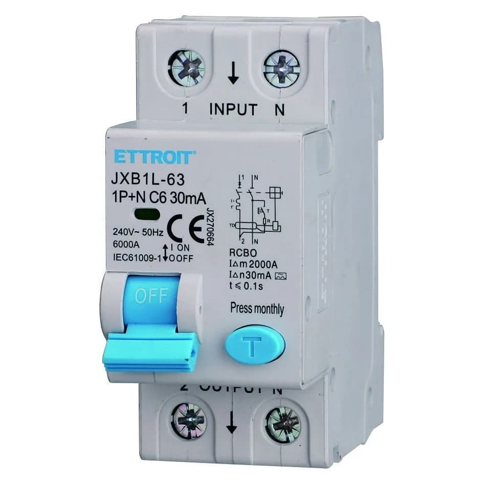 Magnetotermico Differenziale 1P+N 6A 30mA 220V-6KA CLASSE A