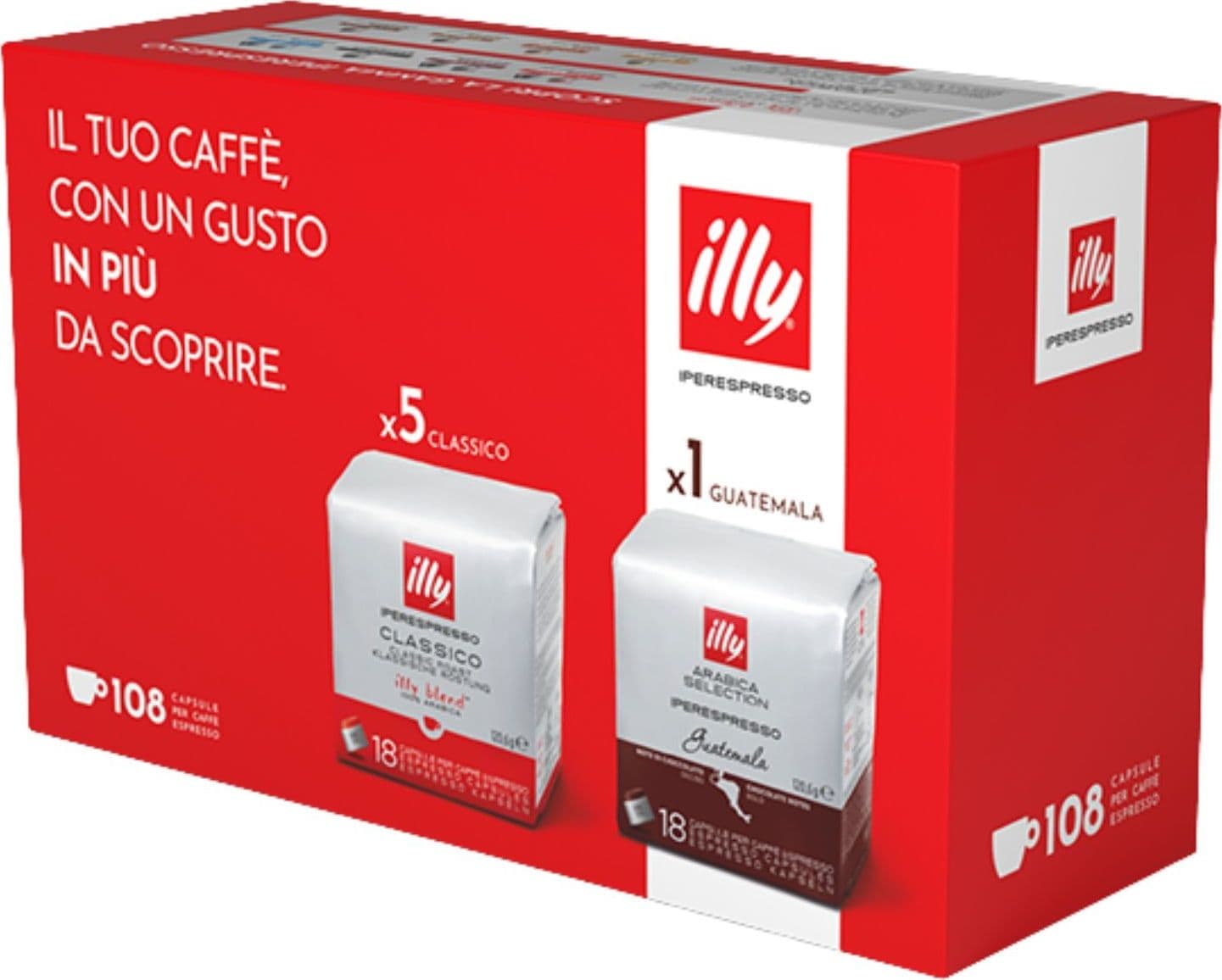 illy Caffe' Capsule Iperespresso Classico+Guatemala 108pz (90+18)