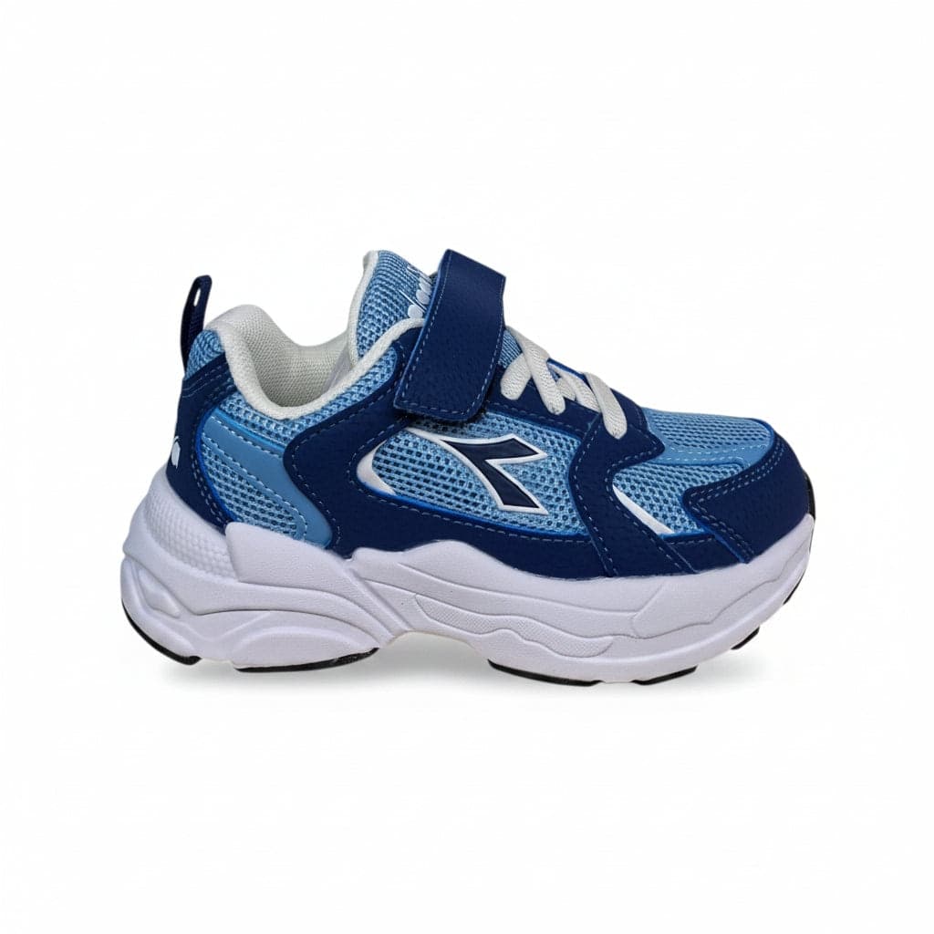 Diadora Alley Sneakers Bambini e Ragazzi Blue Celeste – Lacci Elastici e Velcro | Scarpe Sportive Unisex 28-35