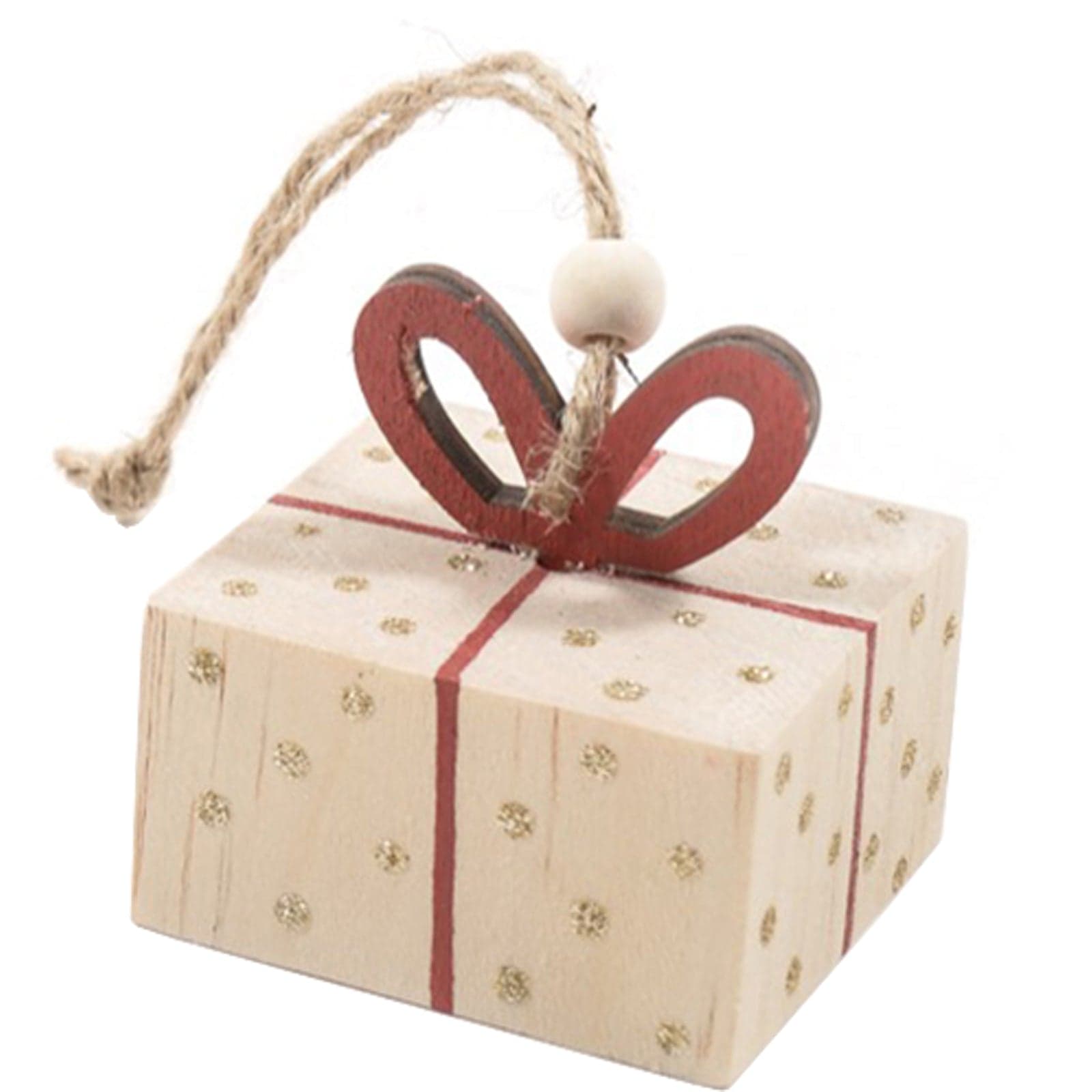 Pendente per albero di Natale in legno Pacchetto regalo decorativo da 9 cm