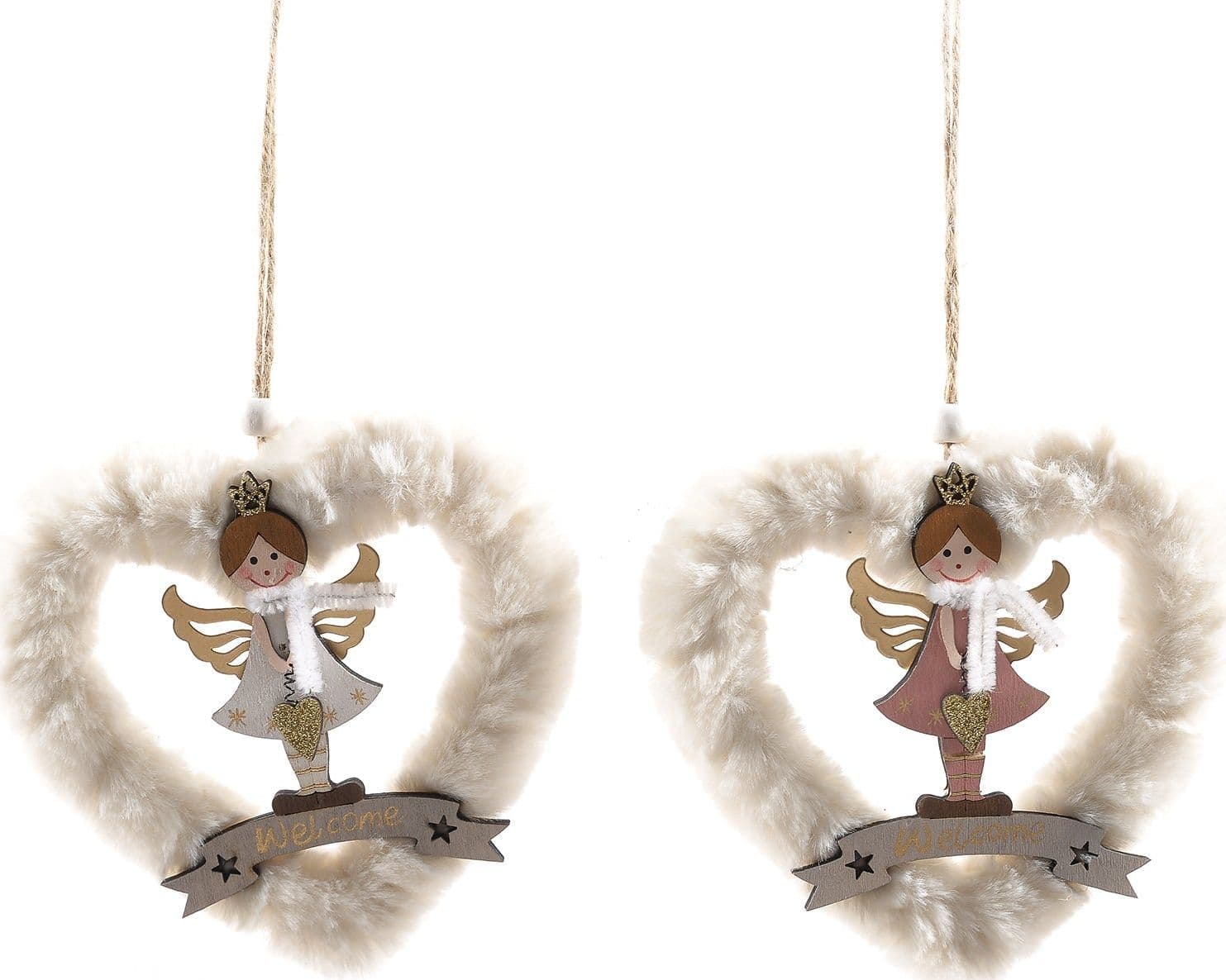 Pendente decorazione natalizia per Albero di Natale, Angioletto con cuore h 14 cm