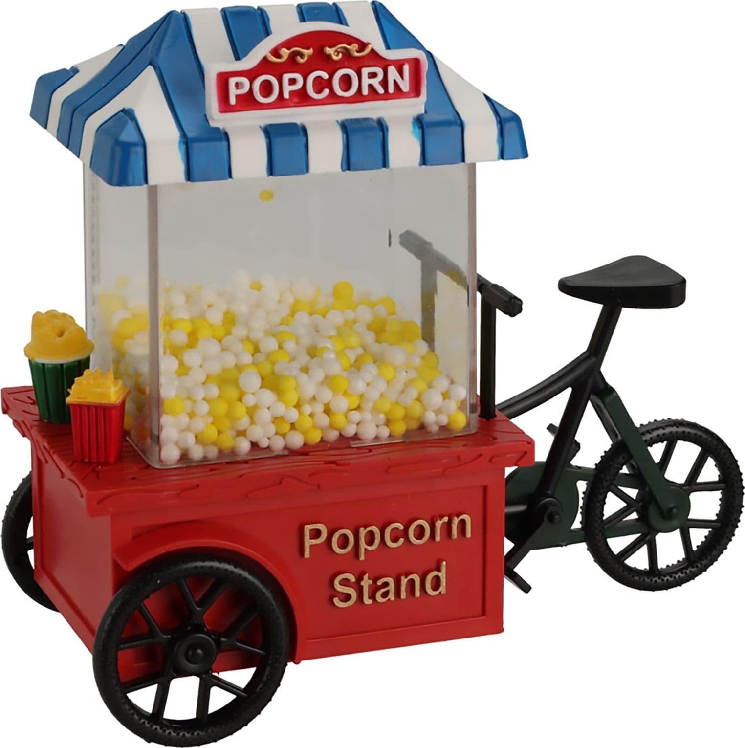 Scena bicicletta porta-popcorn per villaggio di Natale, con led luminosi, da 12 x 6 x 11 cm