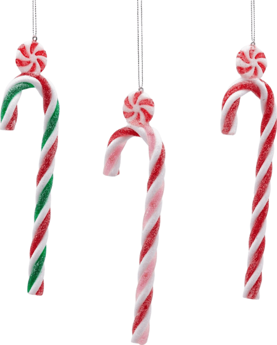 Pendagli per albero di Natale a forma di bastoncini di zucchero, 18 cm confezione 3 pezzi