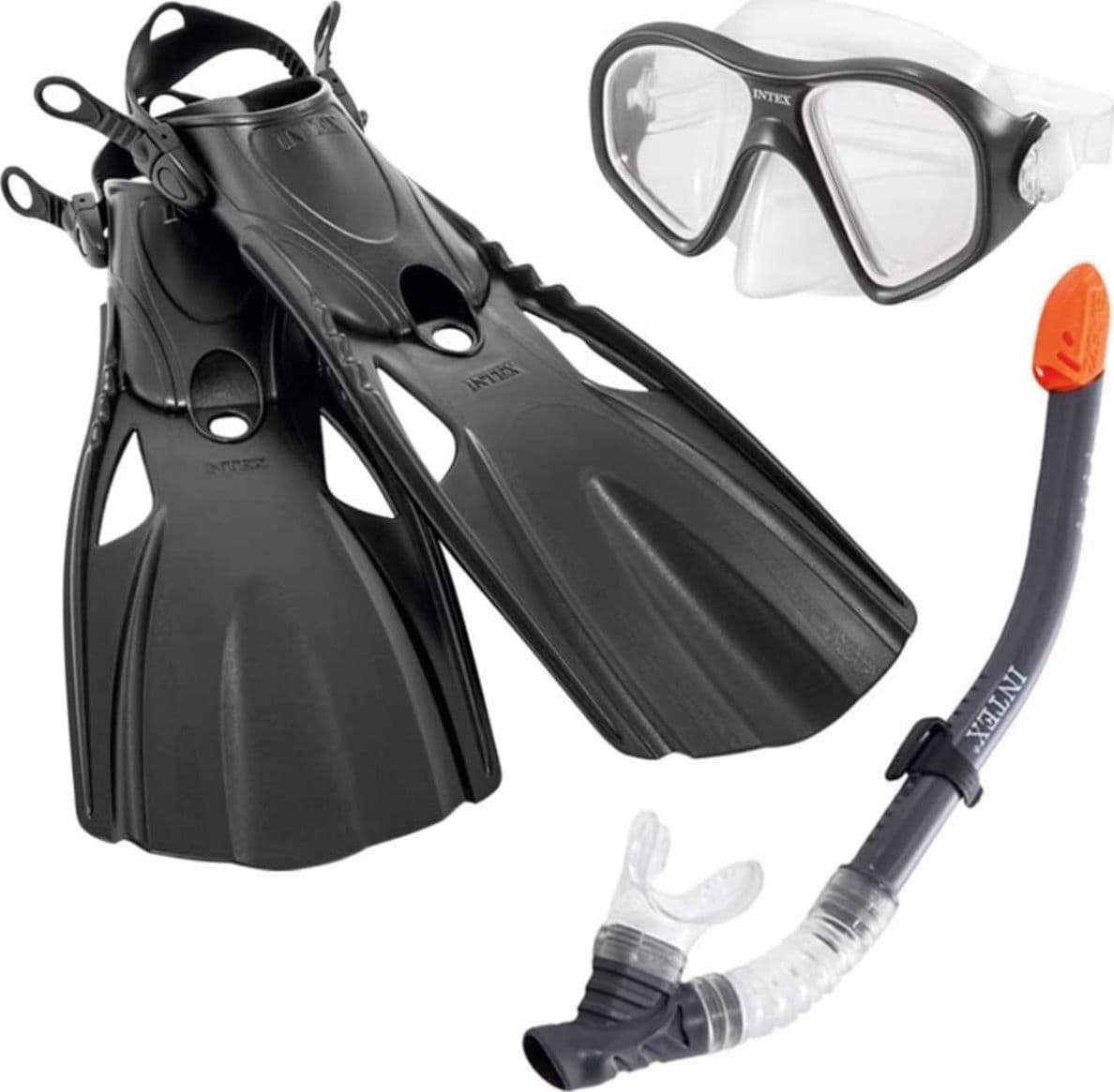 Kit completo pinne maschera e boccaglio da sub adulti per immersioni e snorkeling