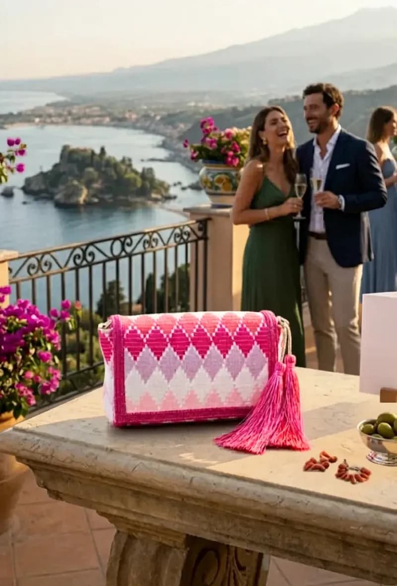 Pochette elegante fantasia con patta e tracolla | PHO Firenze