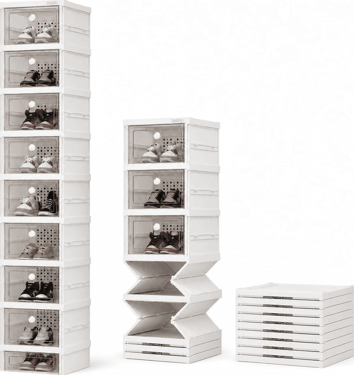SCARPIERA PIEGHEVOLE a 9 Ripiani Trasparente Organizzatore Scarpiera Shoes Box