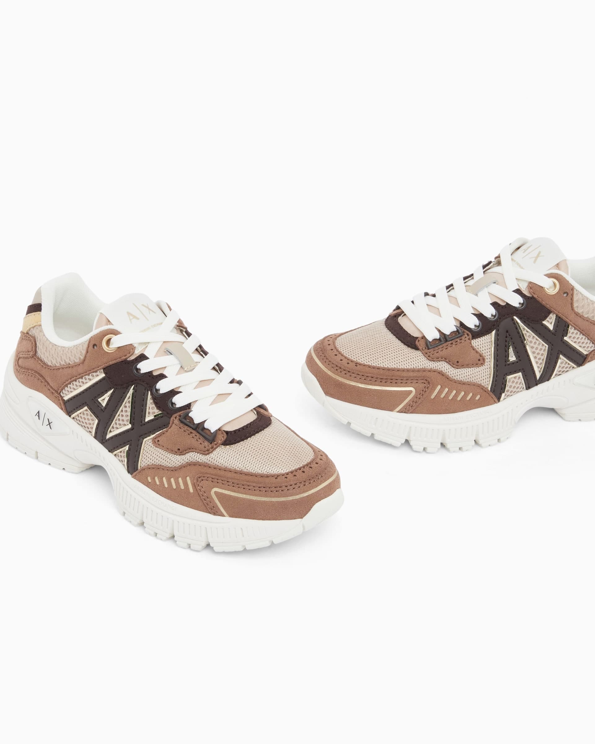 Armani Exchange Donna Sneakers Speed Zebra in mesh e microsuede con logo