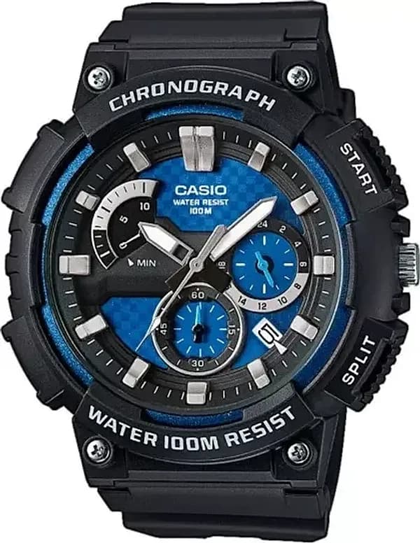 Orologio Casio per uomo serie, MCW-200H, quadrante oro e blu con movimento al quarzo con datario