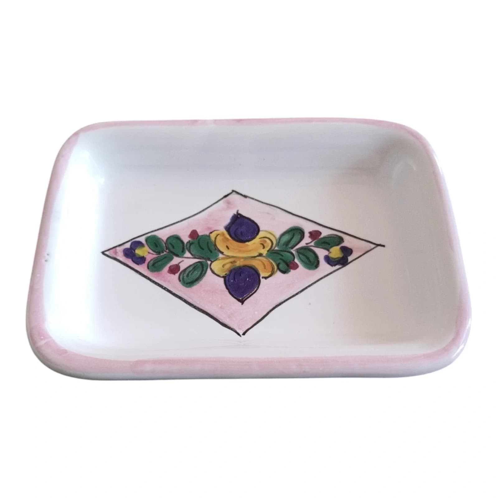 Portasapone saponetta in ceramica doccia bagno vintage dipinto a mano bomboniera