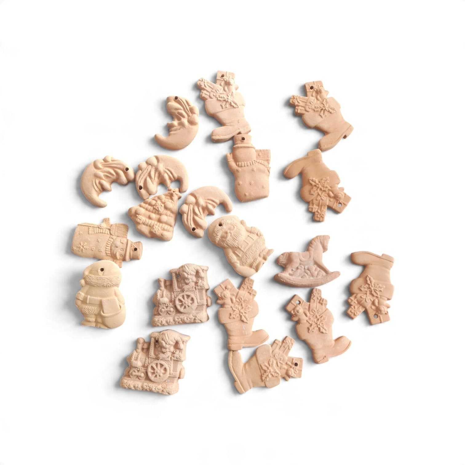 Decorazioni in terracotta per alberto di Natale artigianali 19 pezzi