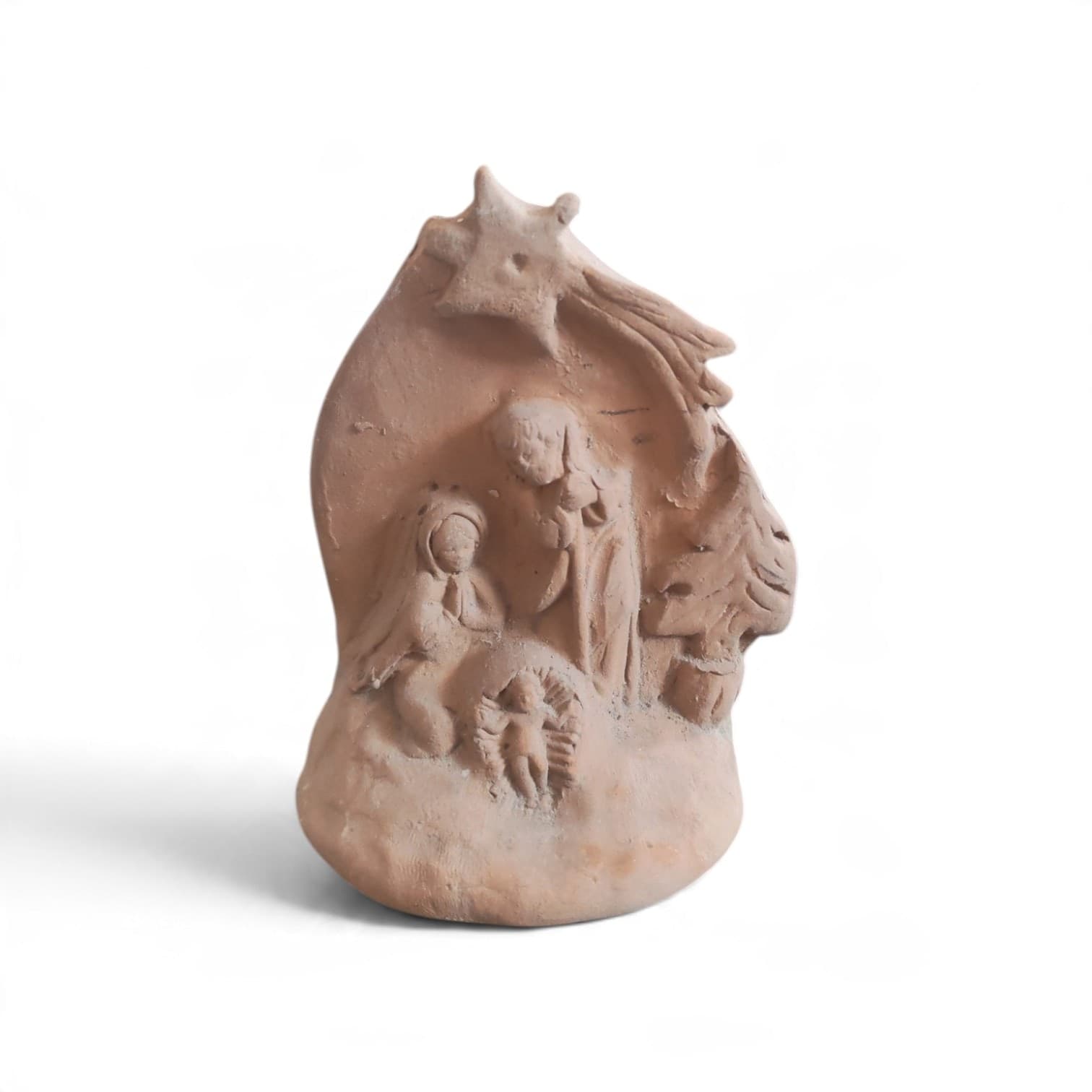 Presepe Nativo in Terracotta Artigianale con Stella Cometa – Scultura Natalizia da Tavolo