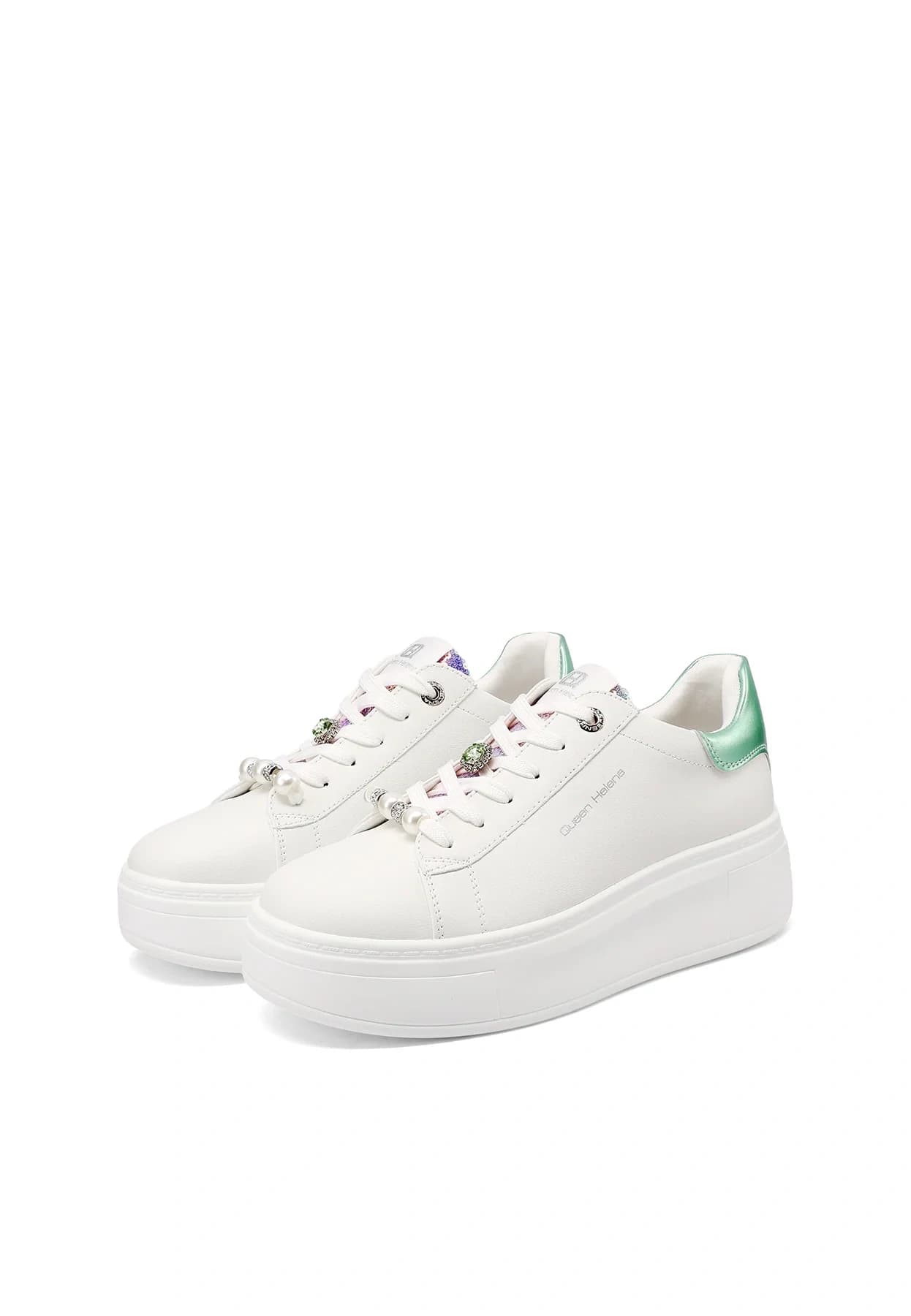 Queen Helena Donna sneakers platform minimal con dettagli gioiello