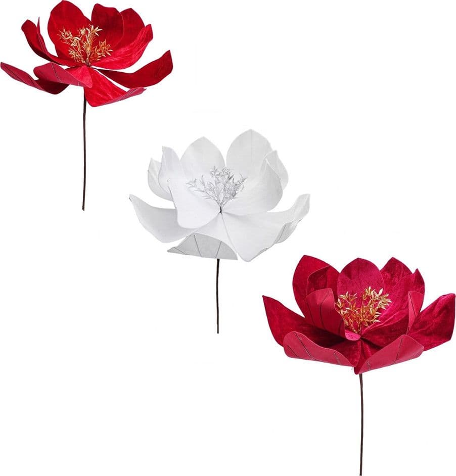 FIORE NATALIZIO DECORATIVO ⌀60CM CON STELO 50CM ADDOBBO FLOREALE PER CASA ALBERO GHIRLANDE
