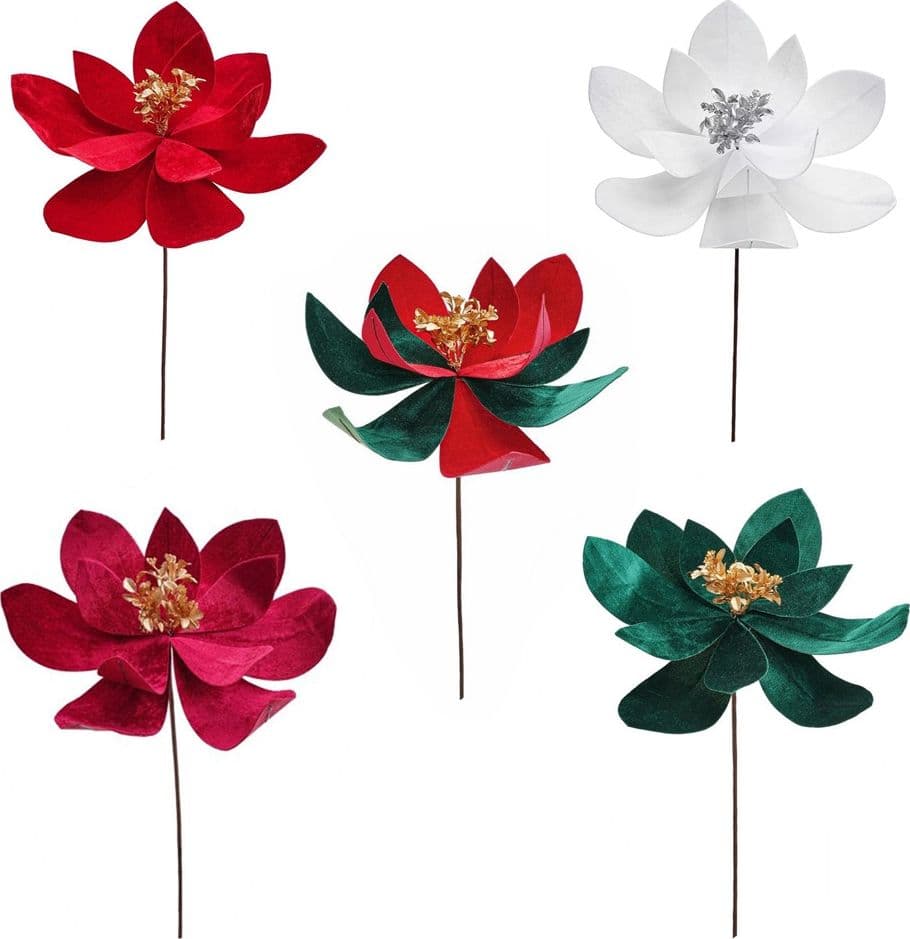FIORE NATALIZIO DECORATIVO ⌀40CM CON STELO 50CM ADDOBBO FLOREALE PER CASA ALBERO GHIRLANDE
