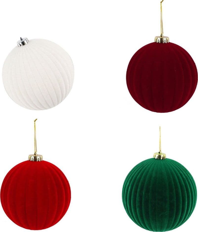 SET 12 PALLINE DI NATALE FLOCCATE 6CM STRINGATE ORNAMENTO PER ALBERO DECORAZIONI NATALIZIE