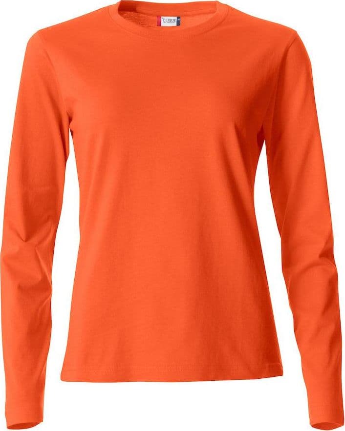 Basic T-Shirt Arancio Donna Maglietta Manica Lunga Cotone in Magliette a maniche lunghe Dresswork - Como, commercioVirtuoso.it