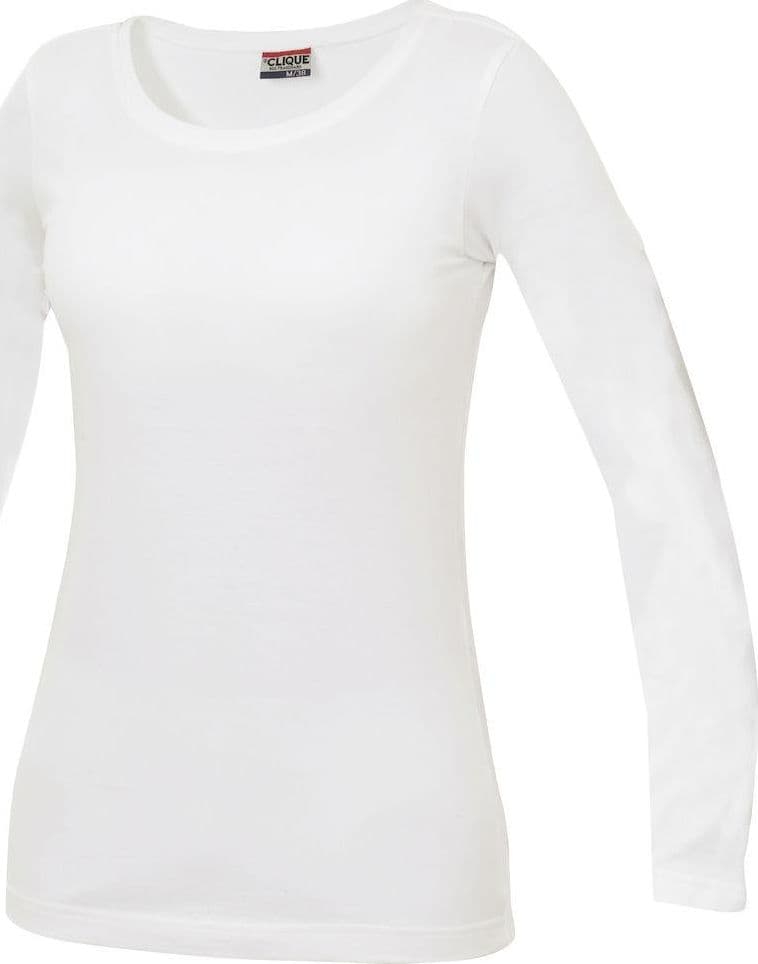 T-Shirt Carolina Bianco Manica Lunga Maglietta Clique Donna Elasticizzata in T-shirt Dresswork - Como, commercioVirtuoso.it