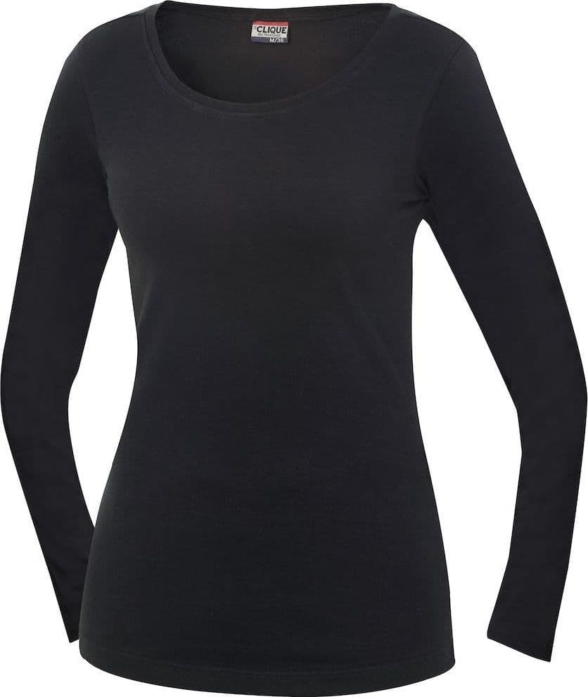 T-Shirt Carolina Nero Manica Lunga Maglietta Clique Donna Elasticizzata in T-shirt Dresswork - Como, commercioVirtuoso.it